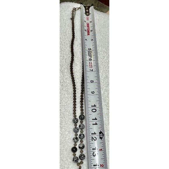 Women Silk Tassel Faceted Rhinestone & Snowflake Obsidian Necklace Boho Hippie - Picture 7 of 11